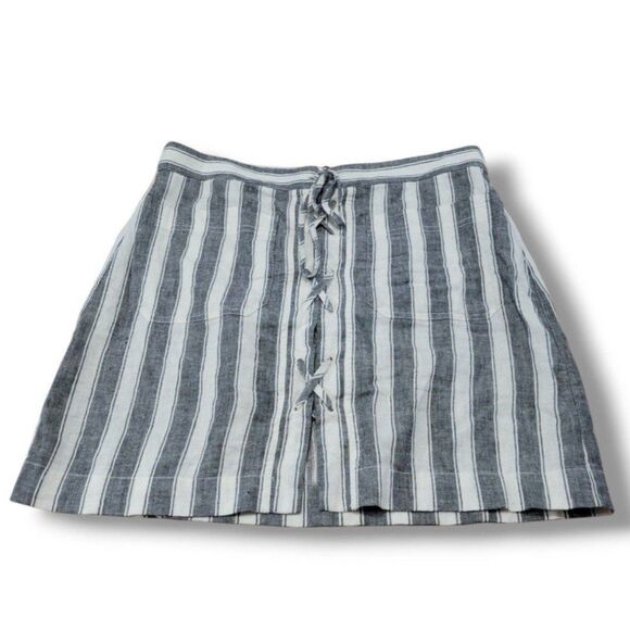 Madewell Skirt Size 4 W30"in Waist A-Line Skirt Linen Blend Mini Skirt Striped - Picture 1 of 5